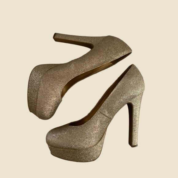 Sparkly Gold High Heels (Sz. 11) - Picture 1 of 8